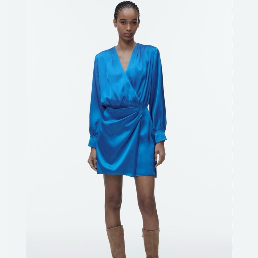 Zara Blue Satin Dress